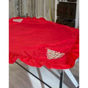 centrotavola-velluto-albero-innevato-rosso