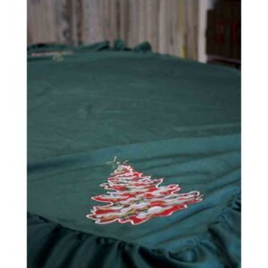 centrotavola-velluto-albero-innevato-verde-dettaglio